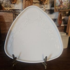 Vintage Indiana Glass Milk Glass Triangular Snack Plate